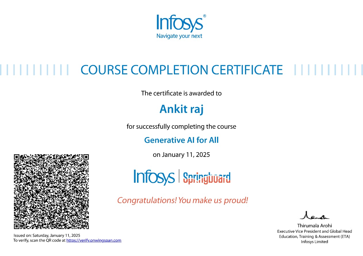 Infosys GenAI Certificate