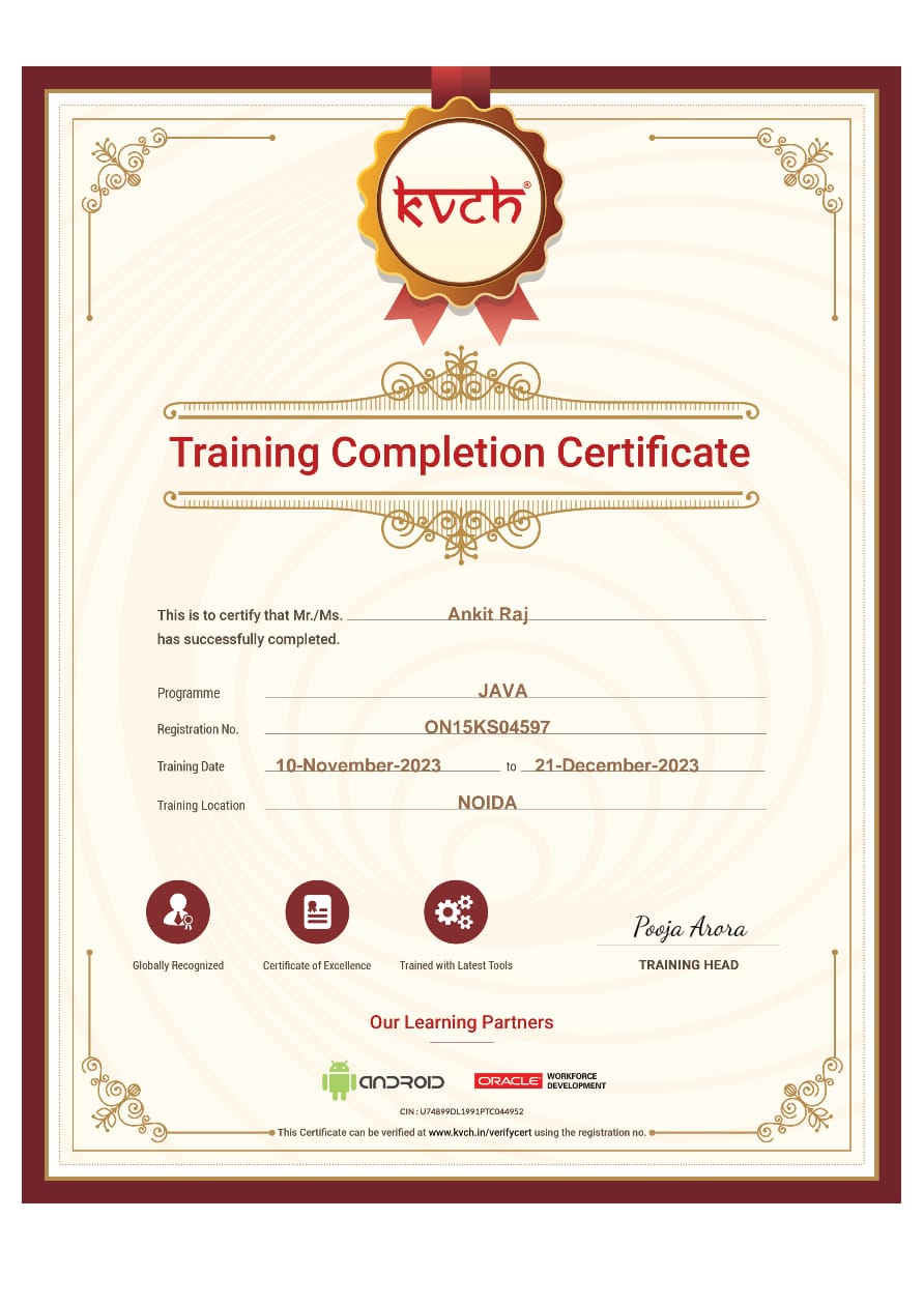 KVCH Certificate